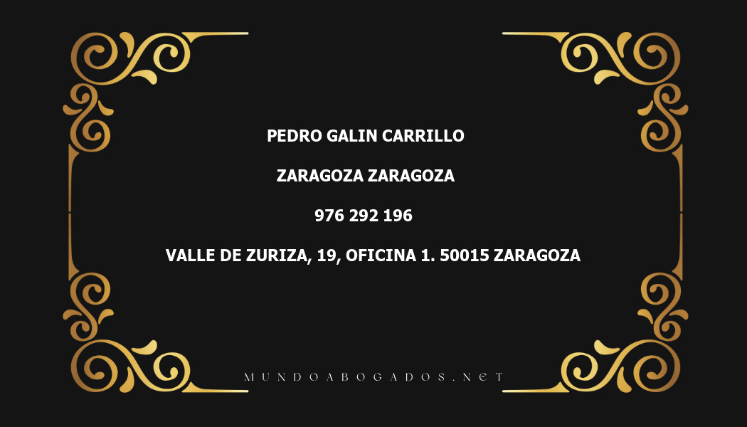 abogado Pedro Galin Carrillo en la localidad de Zaragoza