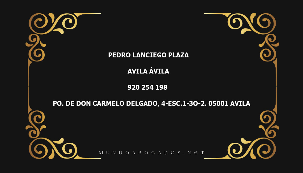 abogado Pedro Lanciego Plaza en la localidad de Avila