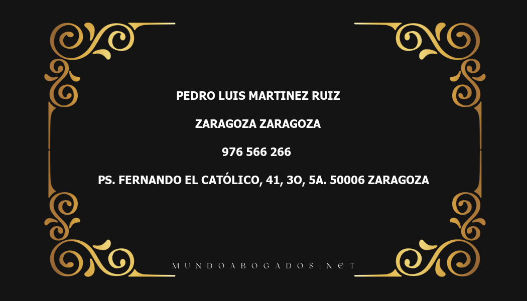 abogado Pedro Luis Martinez Ruiz en la localidad de Zaragoza