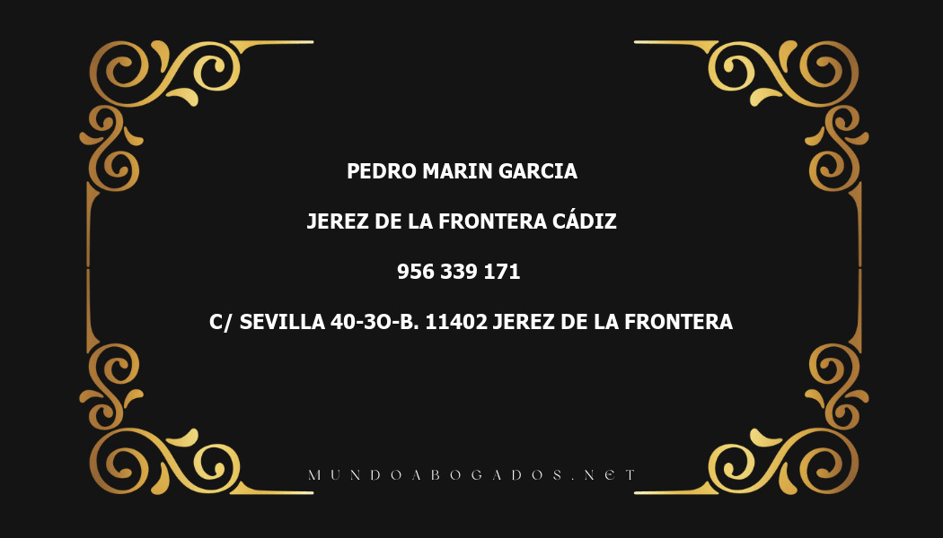 abogado Pedro Marin Garcia en la localidad de Jerez de la Frontera