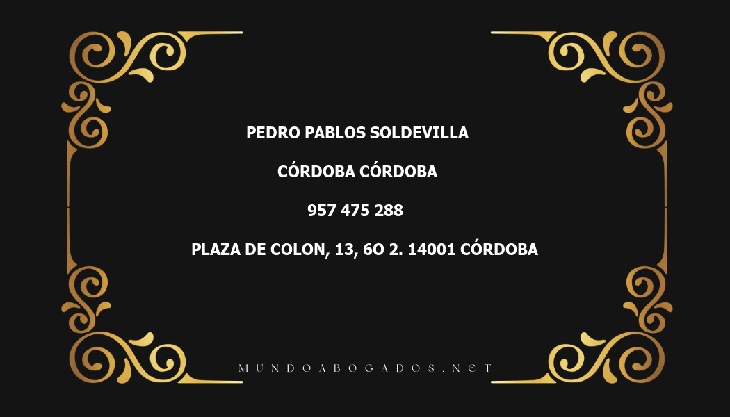 abogado Pedro Pablos Soldevilla en la localidad de Córdoba