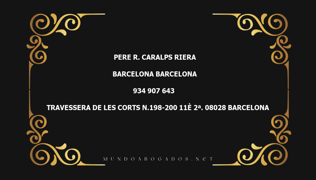 abogado Pere R. Caralps Riera en la localidad de Barcelona