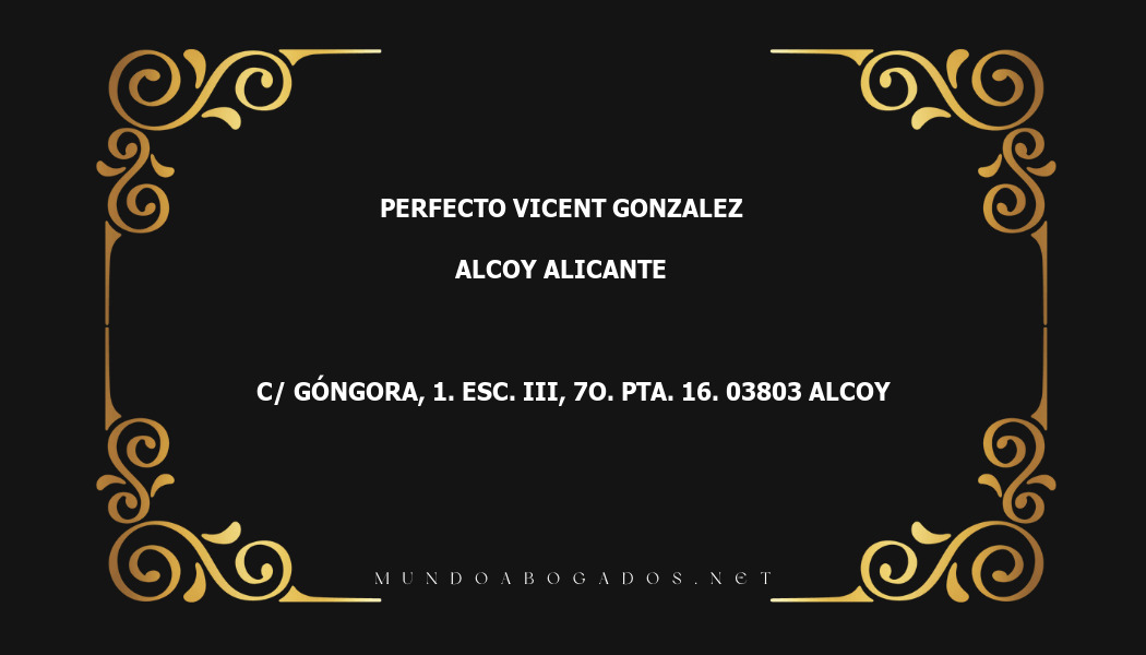 abogado Perfecto Vicent Gonzalez en la localidad de Alcoy