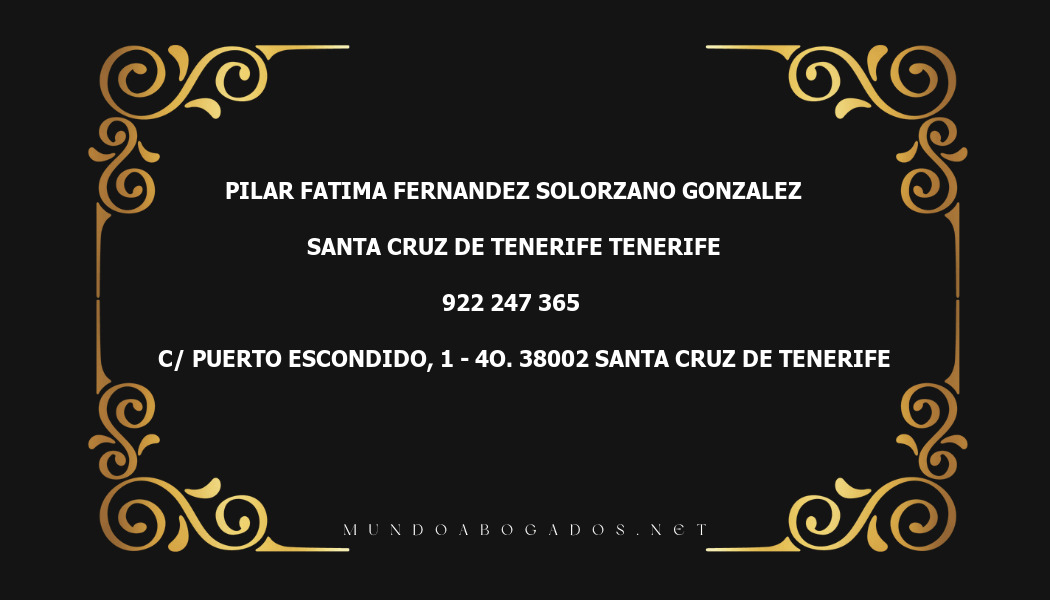 abogado Pilar Fatima Fernandez Solorzano Gonzalez en la localidad de Santa Cruz de Tenerife