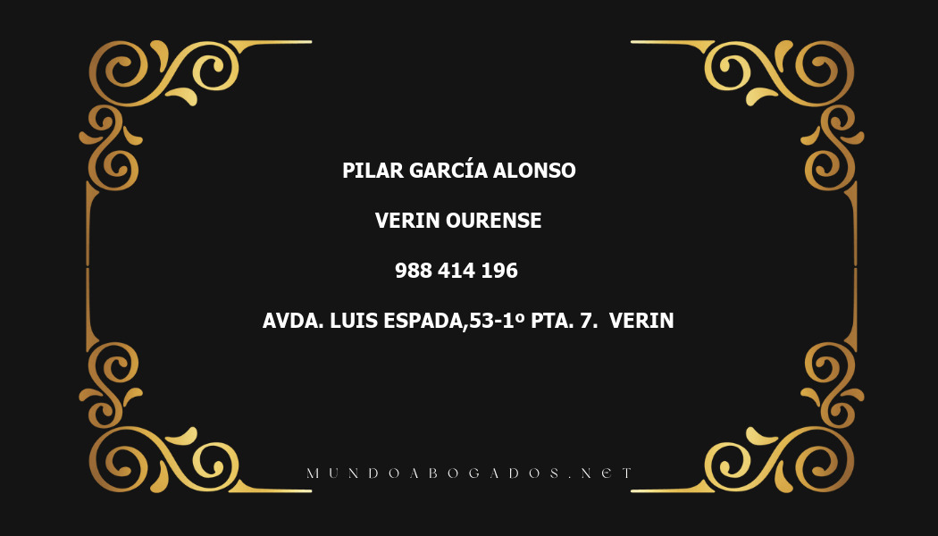 abogado Pilar García Alonso en la localidad de Verin