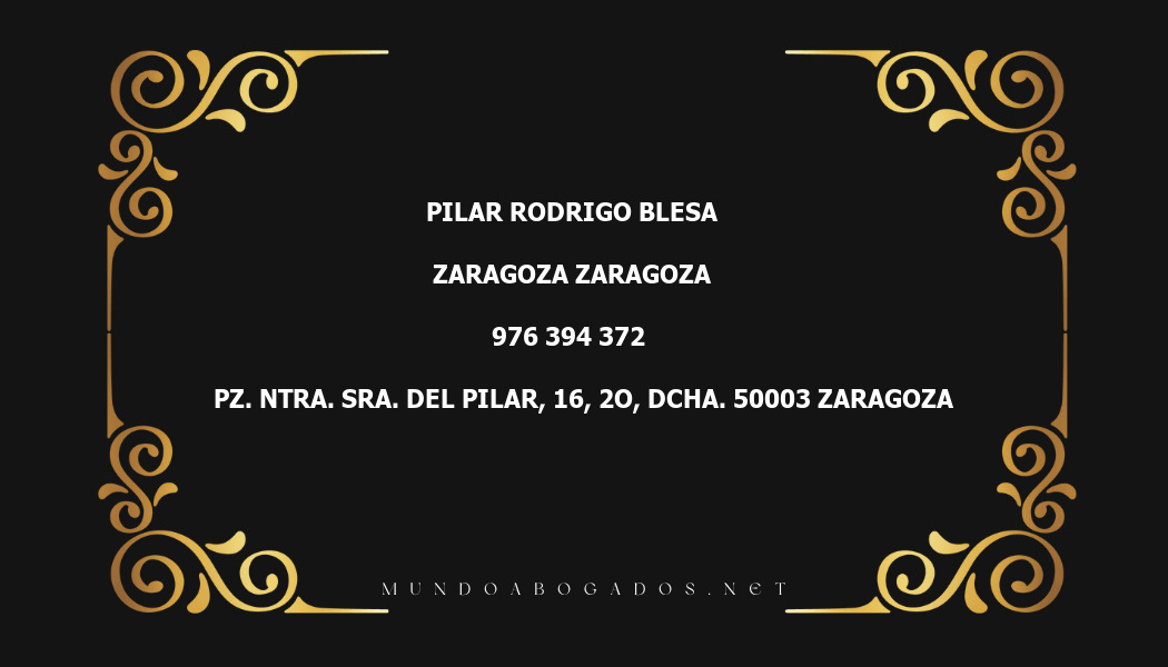 abogado Pilar Rodrigo Blesa en la localidad de Zaragoza