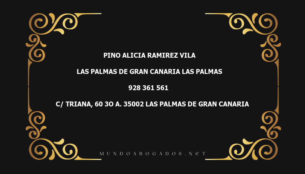 abogado Pino Alicia Ramirez Vila en la localidad de Las Palmas de Gran Canaria