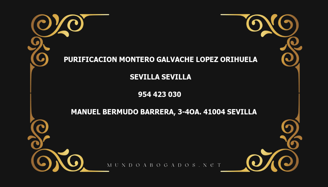 abogado Purificacion Montero Galvache Lopez Orihuela en la localidad de Sevilla