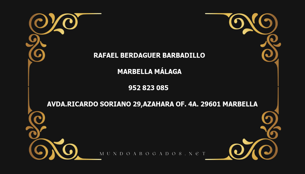 abogado Rafael Berdaguer Barbadillo en la localidad de Marbella