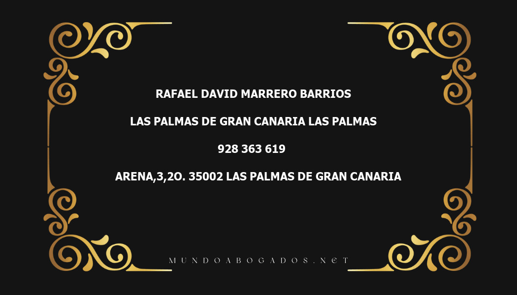 abogado Rafael David Marrero Barrios en la localidad de Las Palmas de Gran Canaria