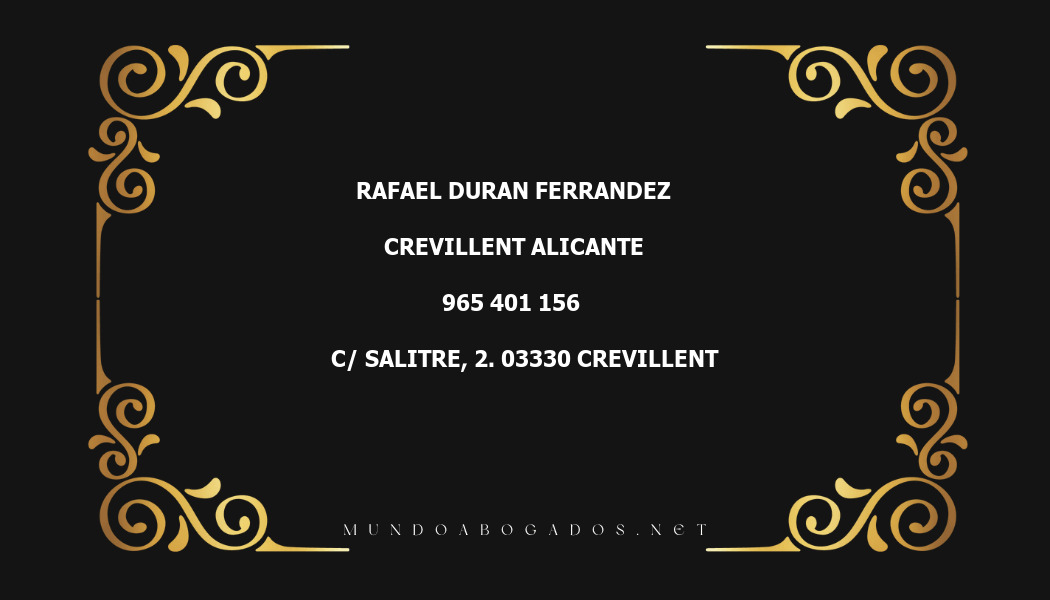 abogado Rafael Duran Ferrandez en la localidad de Crevillent