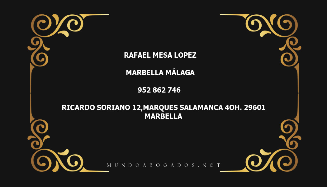 abogado Rafael Mesa Lopez en la localidad de Marbella