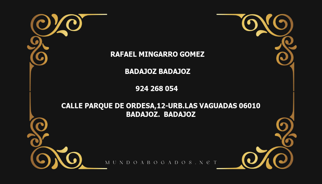 abogado Rafael Mingarro Gomez en la localidad de Badajoz