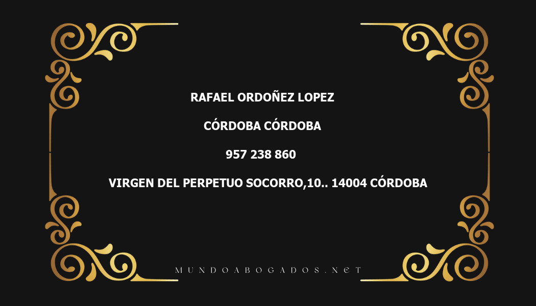 abogado Rafael Ordoñez Lopez en la localidad de Córdoba