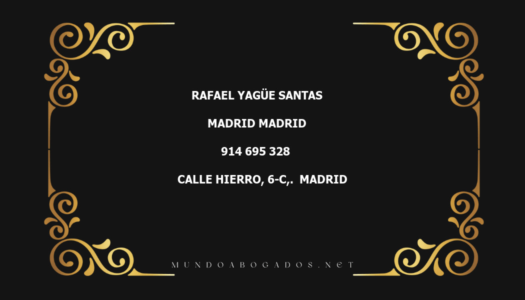 abogado Rafael Yagüe Santas en la localidad de Madrid