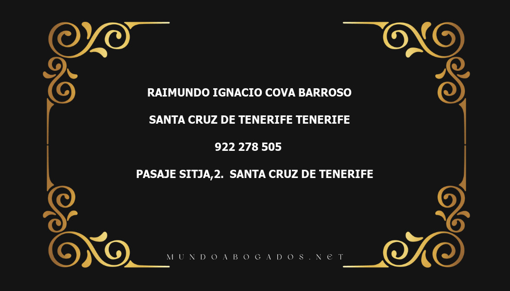 abogado Raimundo Ignacio Cova Barroso en la localidad de Santa Cruz de Tenerife