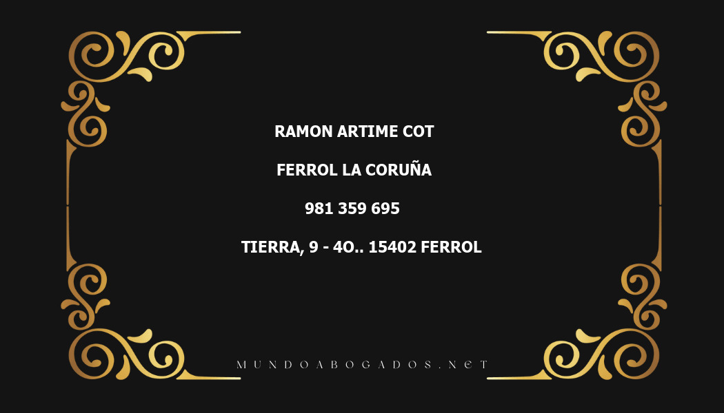 abogado Ramon Artime Cot en la localidad de Ferrol