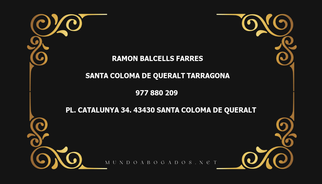 abogado Ramon Balcells Farres en la localidad de Santa Coloma de Queralt