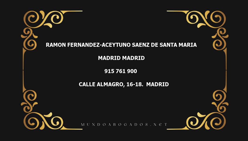 abogado Ramon Fernandez-Aceytuno Saenz De Santa Maria en la localidad de Madrid