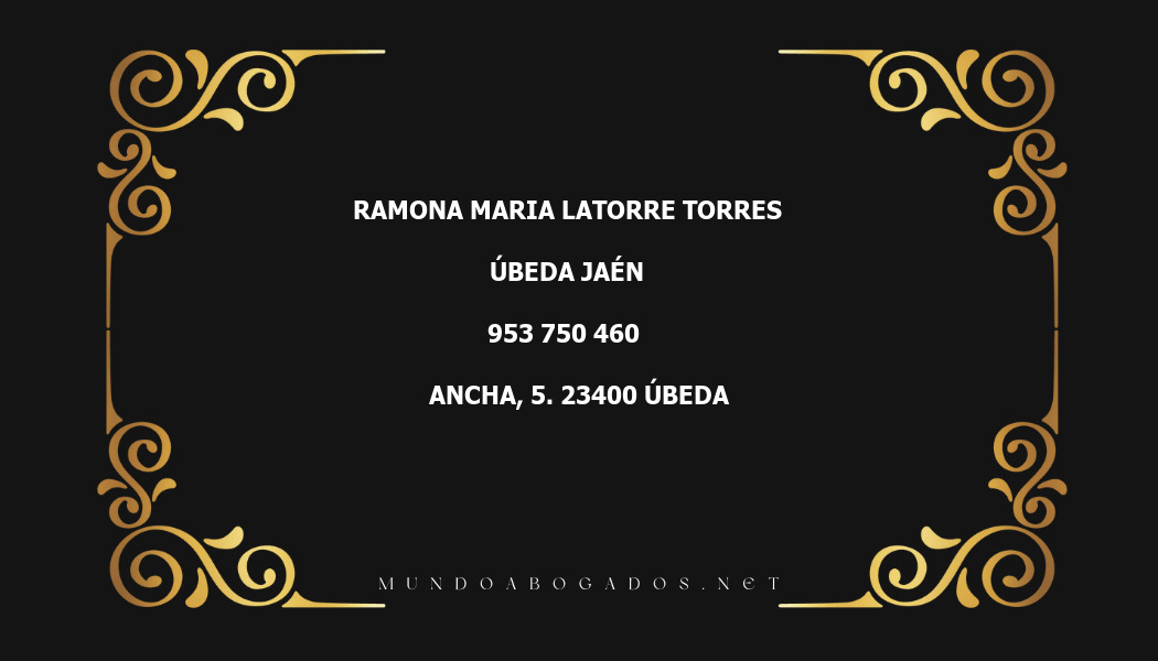 abogado Ramona Maria Latorre Torres en la localidad de Úbeda