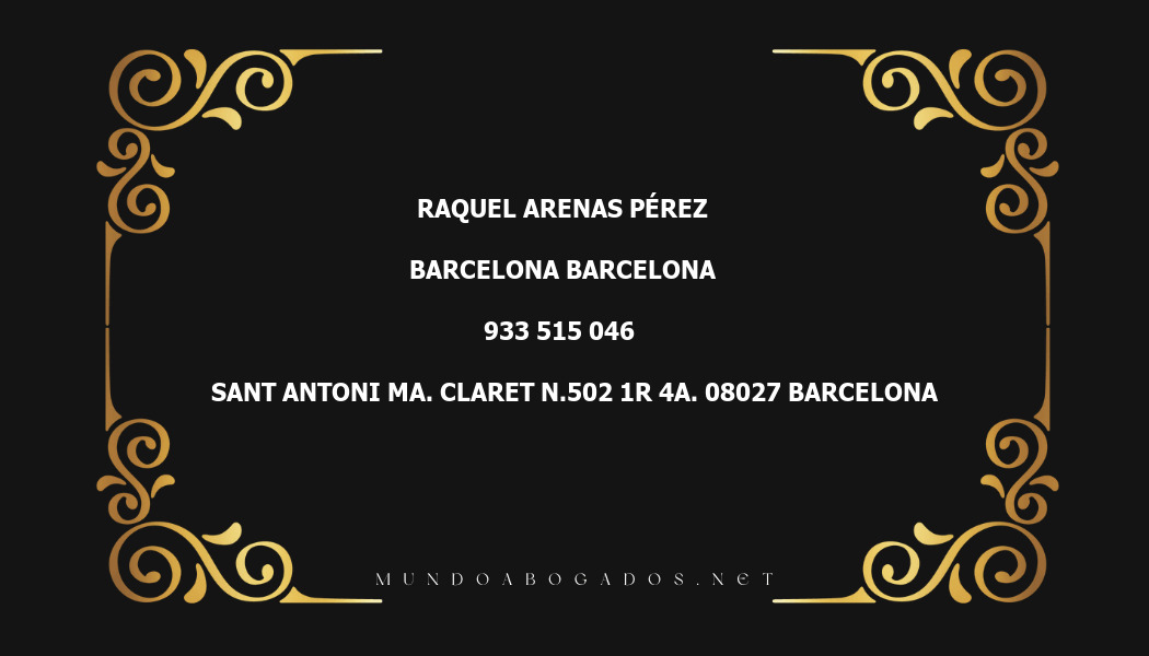 abogado Raquel Arenas Pérez en la localidad de Barcelona