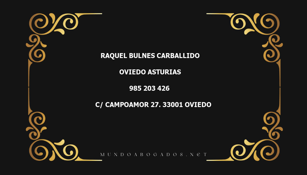 abogado Raquel Bulnes Carballido en la localidad de Oviedo