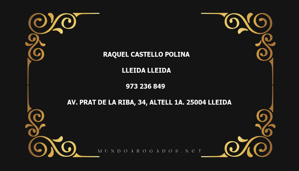 abogado Raquel Castello Polina en la localidad de Lleida