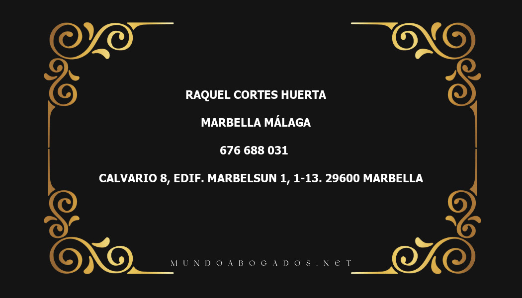 abogado Raquel Cortes Huerta en la localidad de Marbella