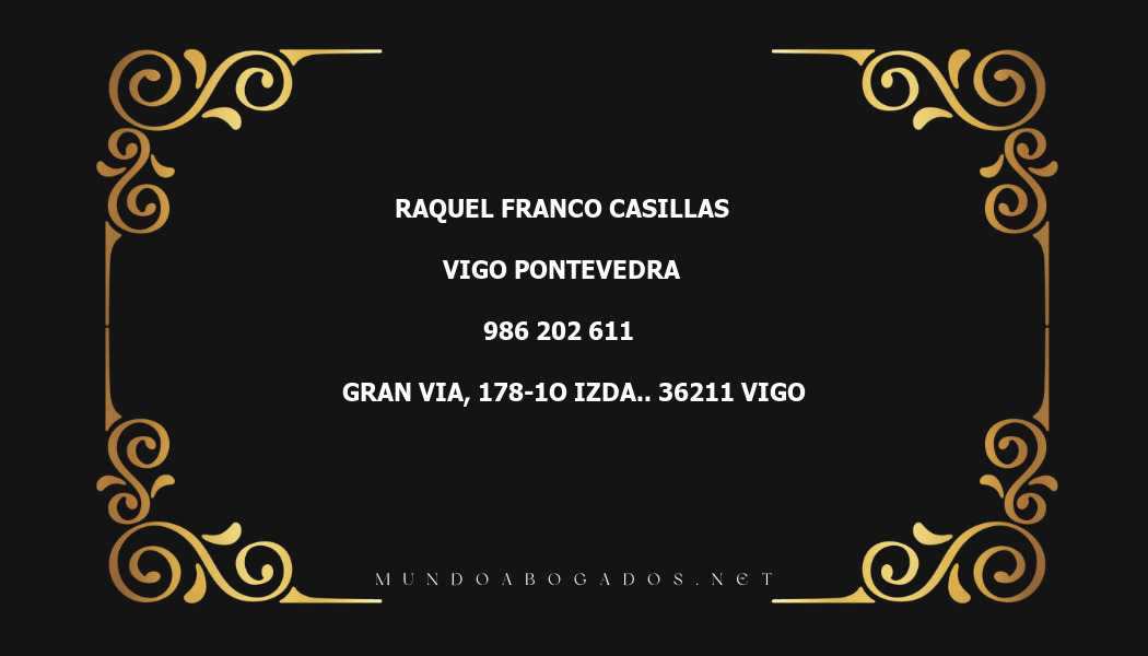 abogado Raquel Franco Casillas en la localidad de Vigo