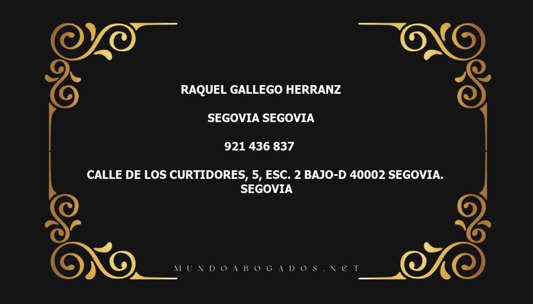 abogado Raquel Gallego Herranz en la localidad de Segovia