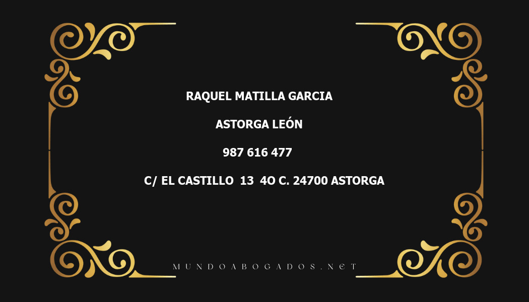 abogado Raquel Matilla Garcia en la localidad de Astorga