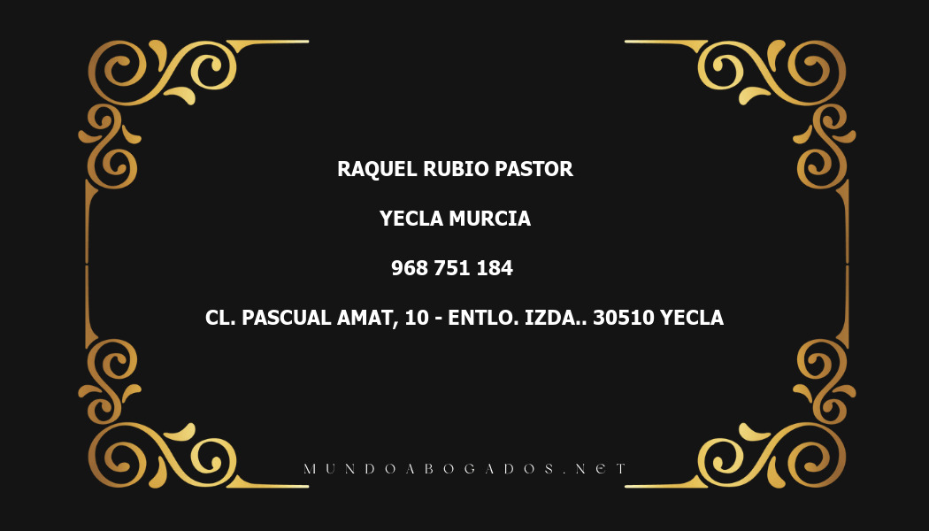 abogado Raquel Rubio Pastor en la localidad de Yecla