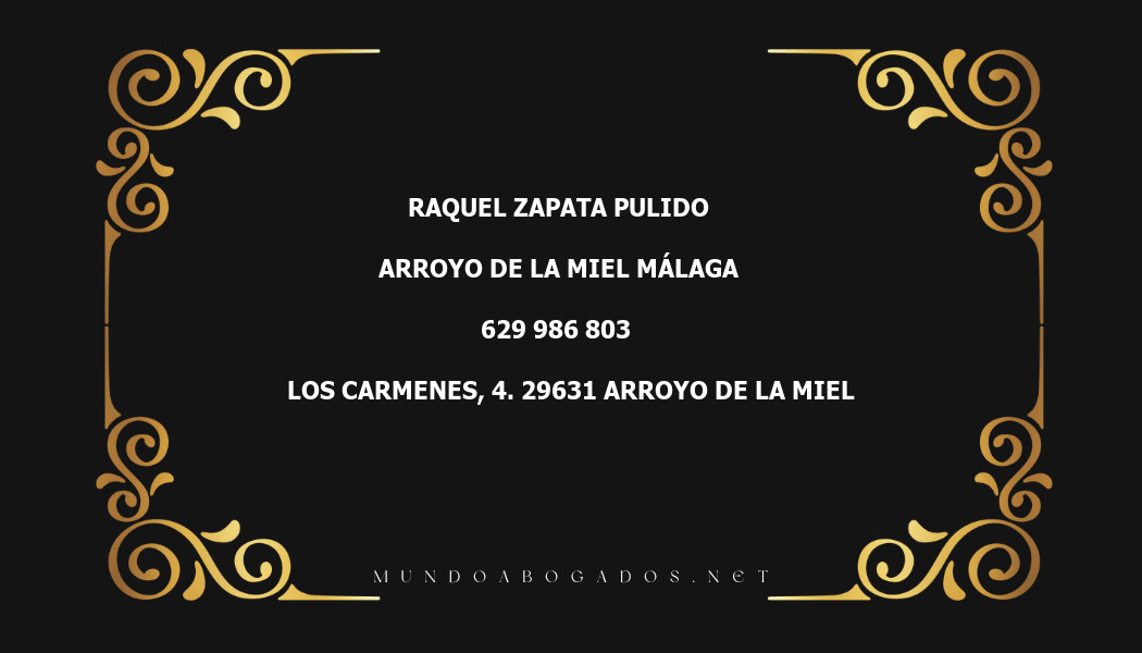 abogado Raquel Zapata Pulido en la localidad de Arroyo de la Miel