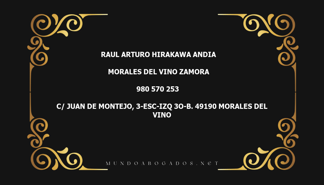 abogado Raul Arturo Hirakawa Andia en la localidad de Morales del Vino