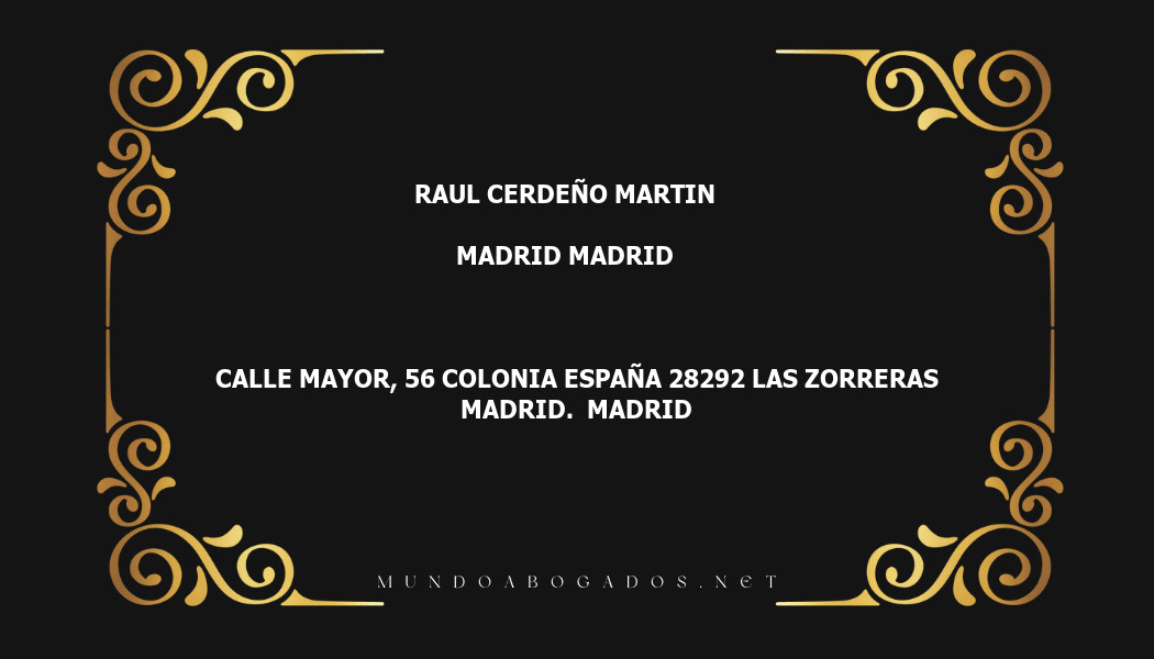 abogado Raul Cerdeño Martin en la localidad de Madrid