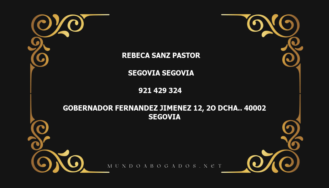 abogado Rebeca Sanz Pastor en la localidad de Segovia