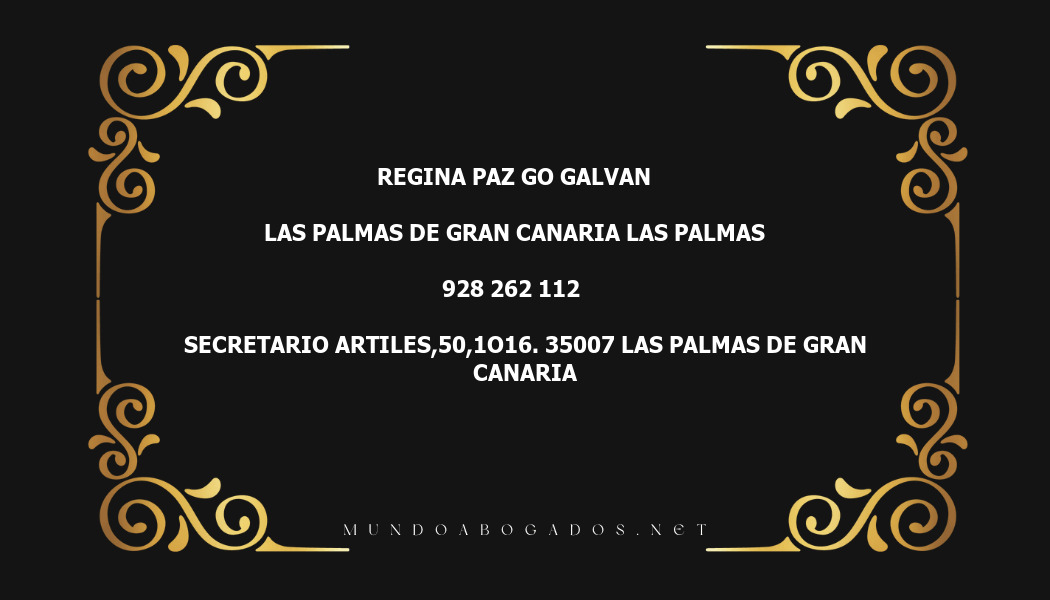 abogado Regina Paz Go Galvan en la localidad de Las Palmas de Gran Canaria