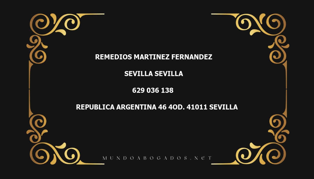 abogado Remedios Martinez Fernandez en la localidad de Sevilla