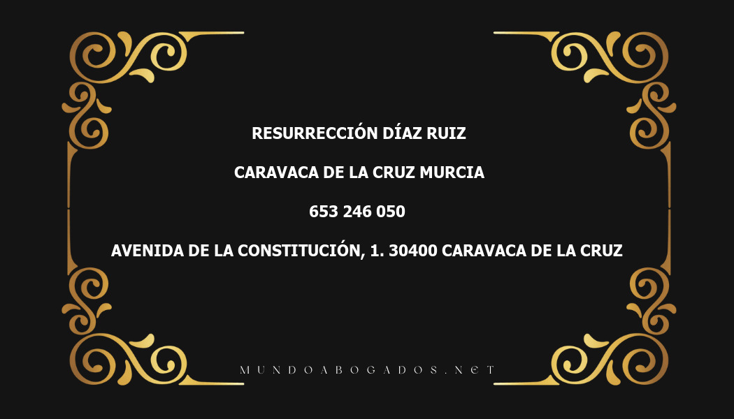 abogado Resurrección Díaz Ruiz en la localidad de Caravaca de la Cruz