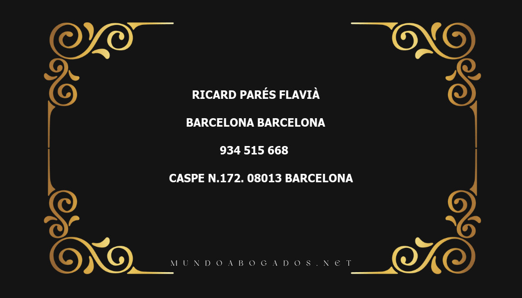 abogado Ricard Parés Flavià en la localidad de Barcelona