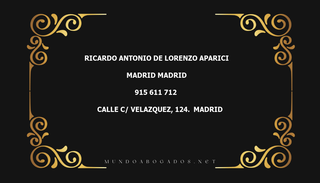 abogado Ricardo Antonio De Lorenzo Aparici en la localidad de Madrid