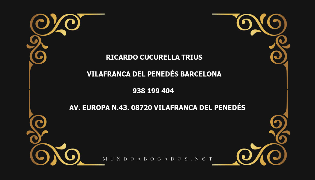 abogado Ricardo Cucurella Trius en la localidad de Vilafranca del Penedés