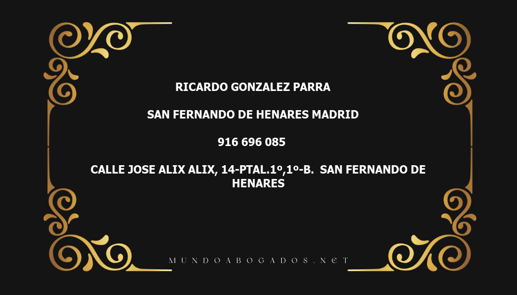 abogado Ricardo Gonzalez Parra en la localidad de San Fernando de Henares