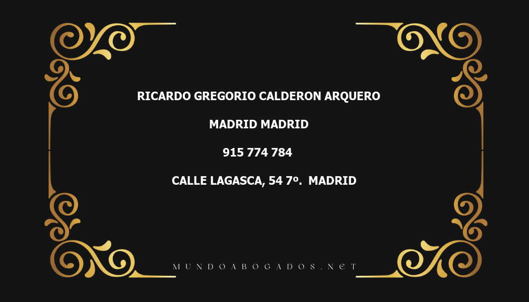 abogado Ricardo Gregorio Calderon Arquero en la localidad de Madrid