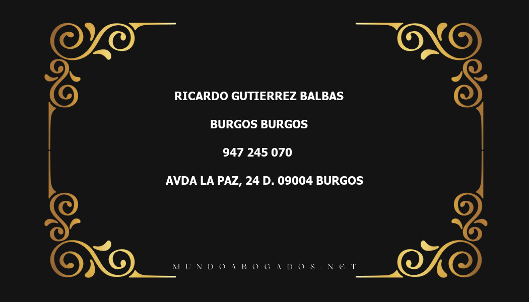 abogado Ricardo Gutierrez Balbas en la localidad de Burgos