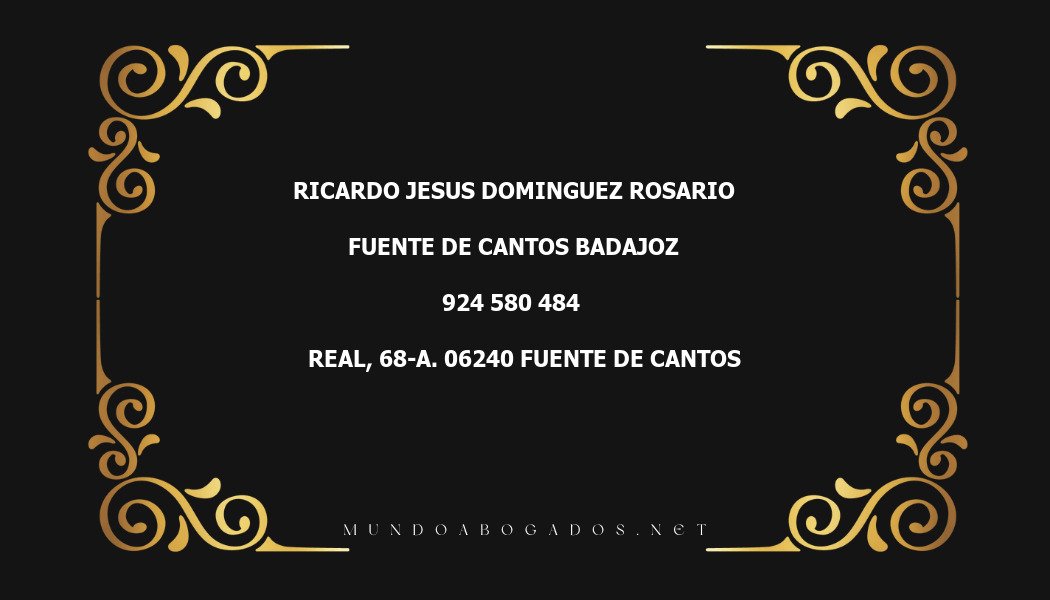 abogado Ricardo Jesus Dominguez Rosario en la localidad de Fuente de Cantos