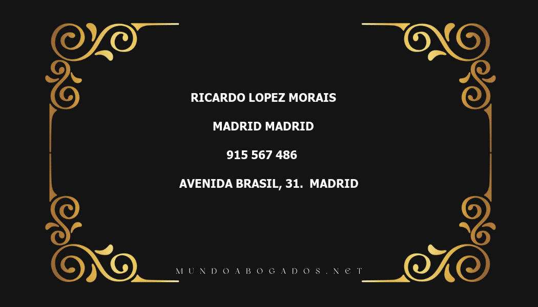 abogado Ricardo Lopez Morais en la localidad de Madrid