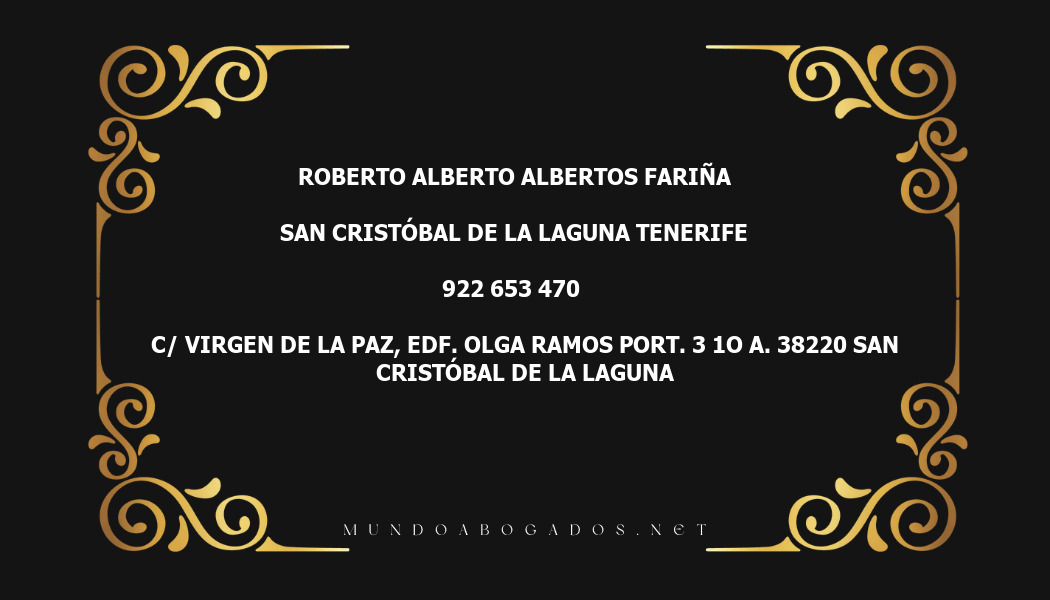 abogado Roberto Alberto Albertos Fariña en la localidad de San Cristóbal de La Laguna