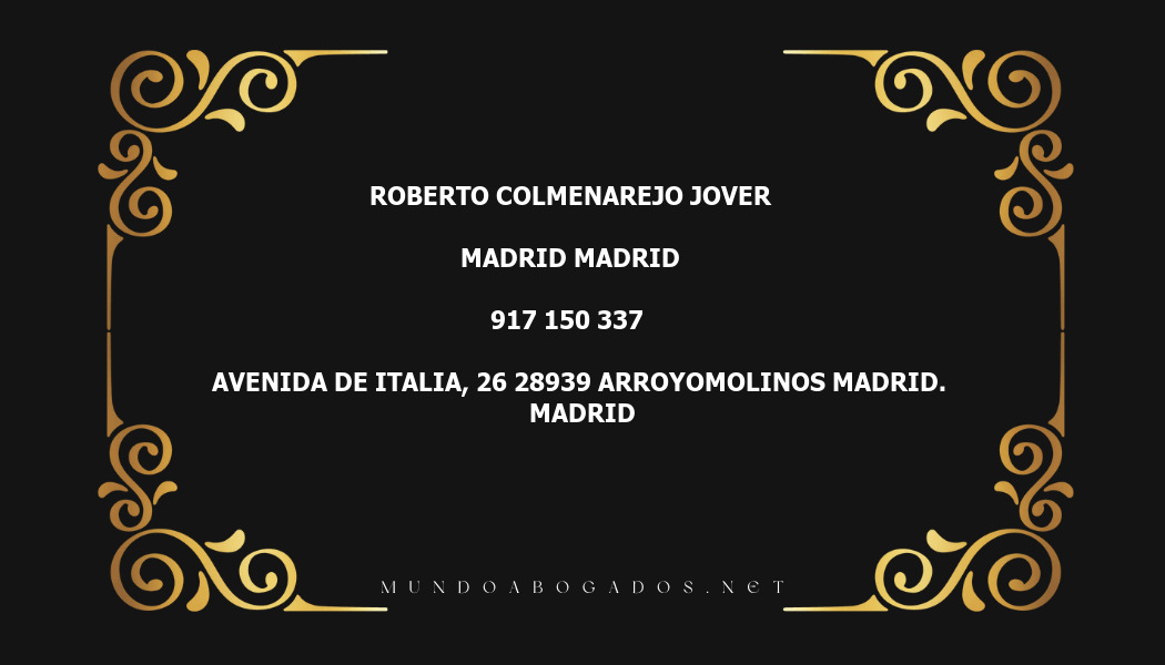 abogado Roberto Colmenarejo Jover en la localidad de Madrid