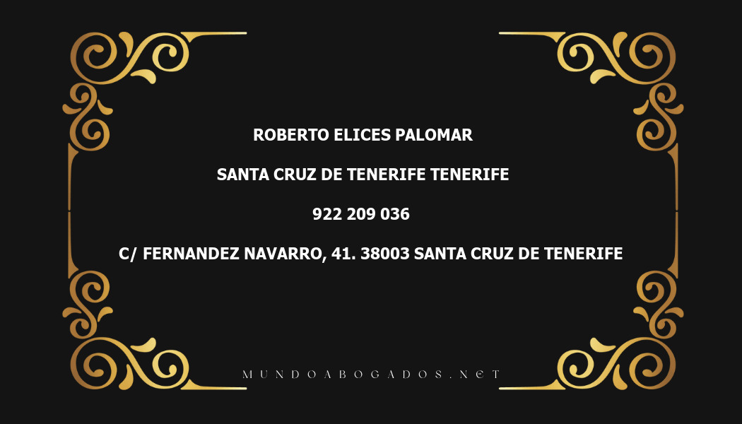 abogado Roberto Elices Palomar en la localidad de Santa Cruz de Tenerife